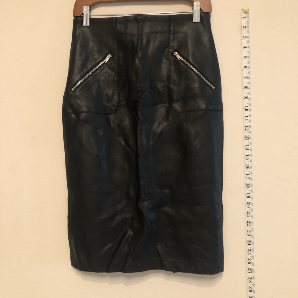 Zara Basic Authentic Leather Knee Length Skirt. S… - image 1